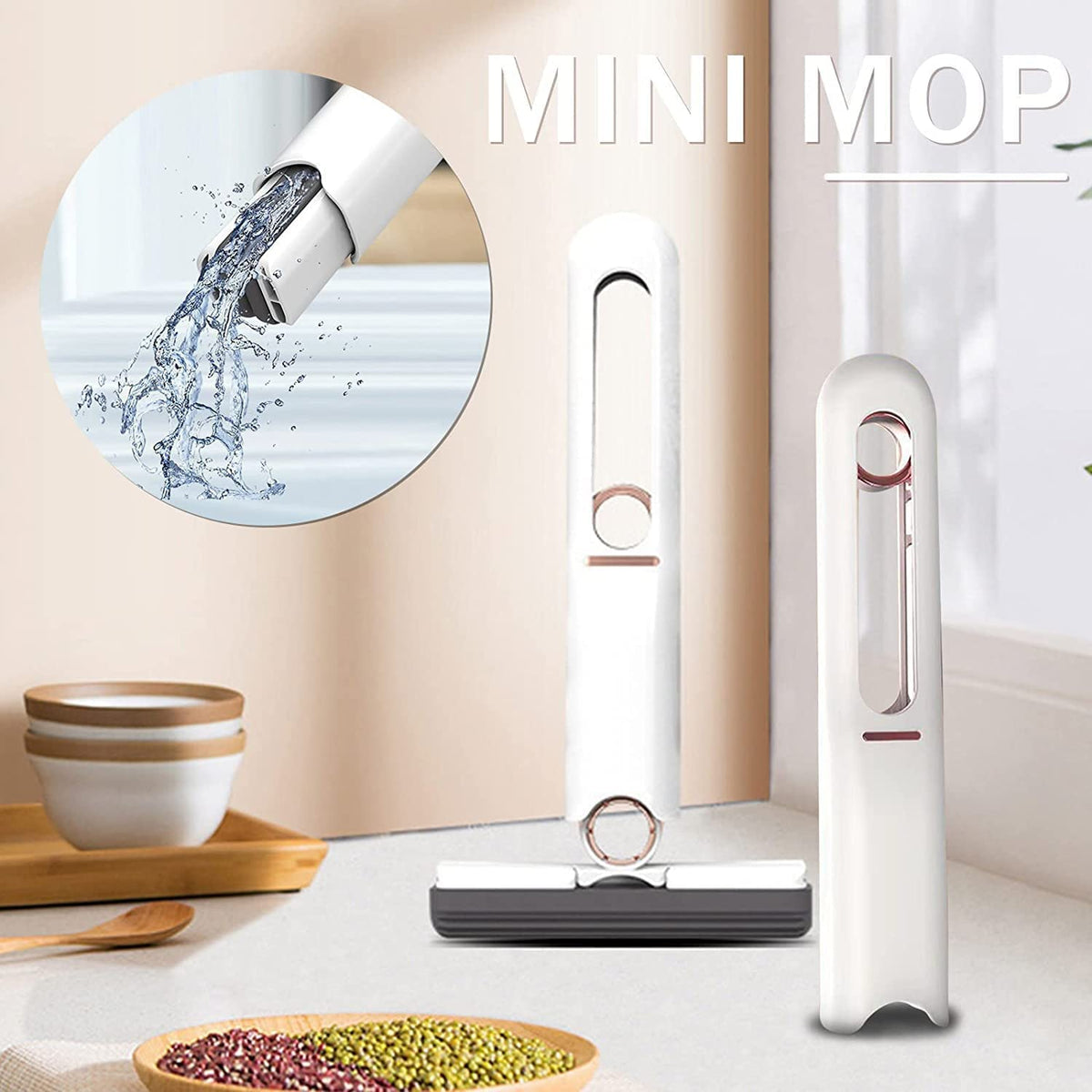 Portable Mini Squeeze Mop | 180° Swivel Head | Water & Spill Cleaner